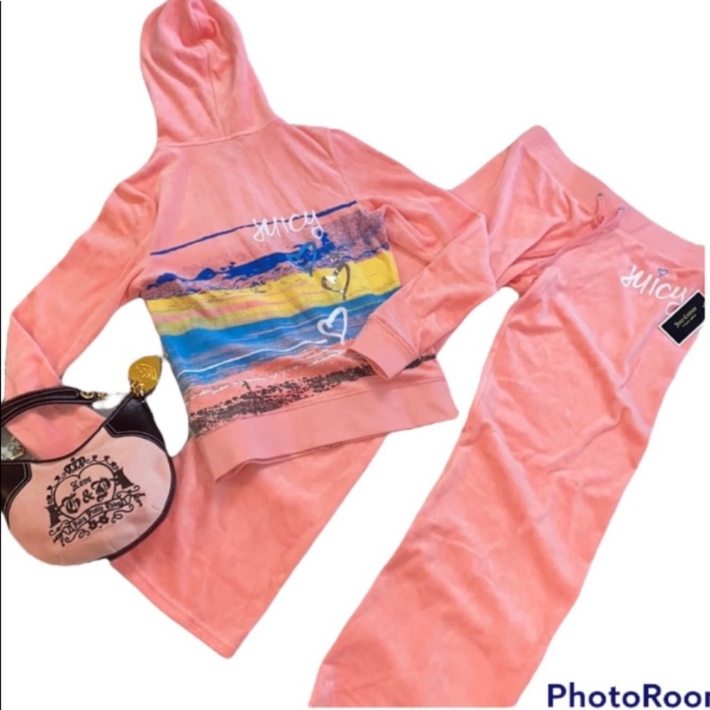 Y2K Juicy Couture Barbie bubblegum Pink velour tracksuit Set NEW